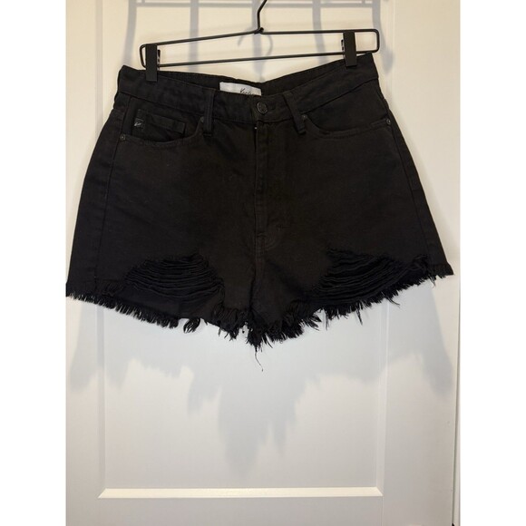 KanCan Pants - NWOT KanCan Estillo black cutoff denim shorts high rise Large distressed 31
